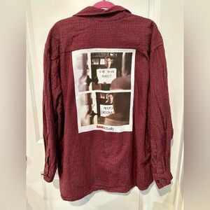 LOVE ACTUALLY Movie Christmas tshirt upcycled flannel shirt XL